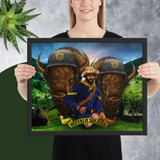 Green Eyed Buffalo Solider Tapestry Framed Print - Openeyestudios