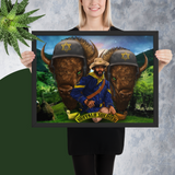 Green Eyed Buffalo Solider Tapestry Framed Print - Openeyestudios