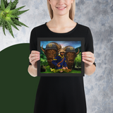 Green Eyed Buffalo Solider Tapestry Framed Print - Openeyestudios