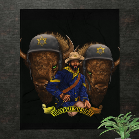 Green Eyed Buffalo Solider Tapestry/Blanket - Openeyestudios