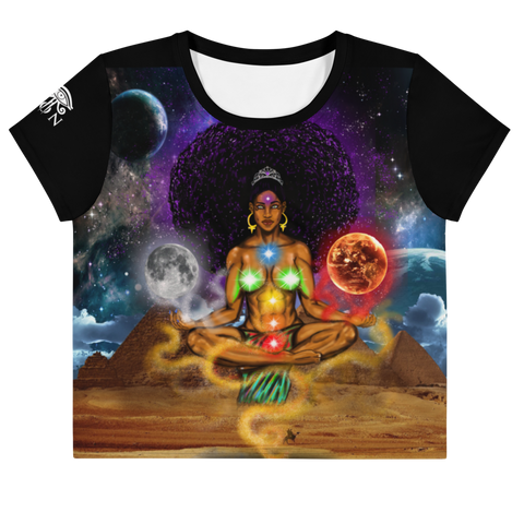 Crystallized Vision Goddess All-Over Print Crop Tee - Openeyestudios